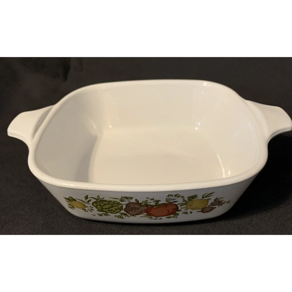 Vintage Corning Ware Baking Dish Size 1 3/4 Cup Square Spice Of Life Petite